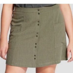 Universal Thread Linen Olive Skirt with Pockets